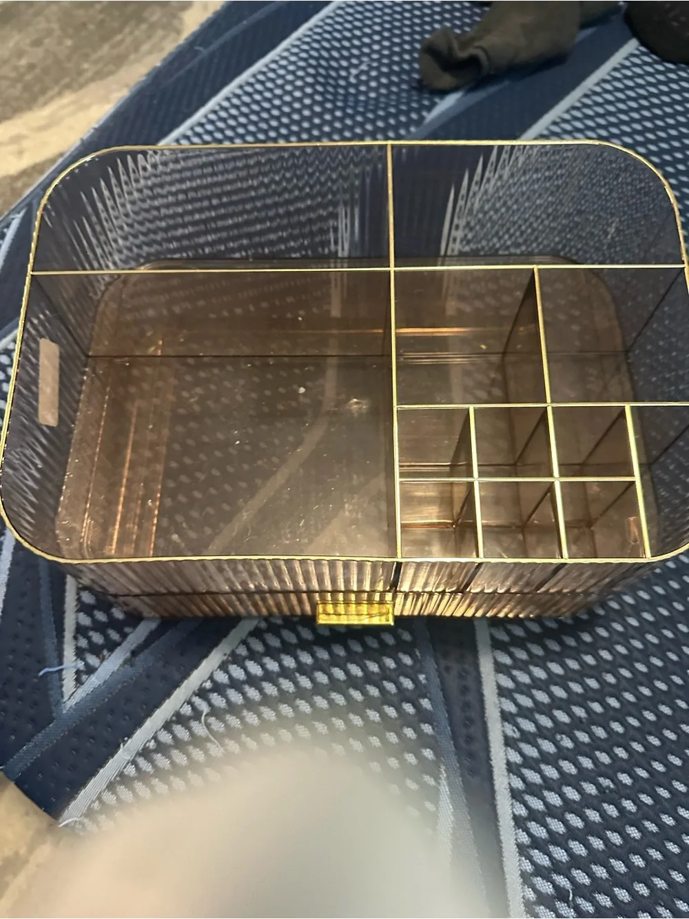 Clear Amber Cosmetic Organizer with Gold Trim - Home Storage & Organization